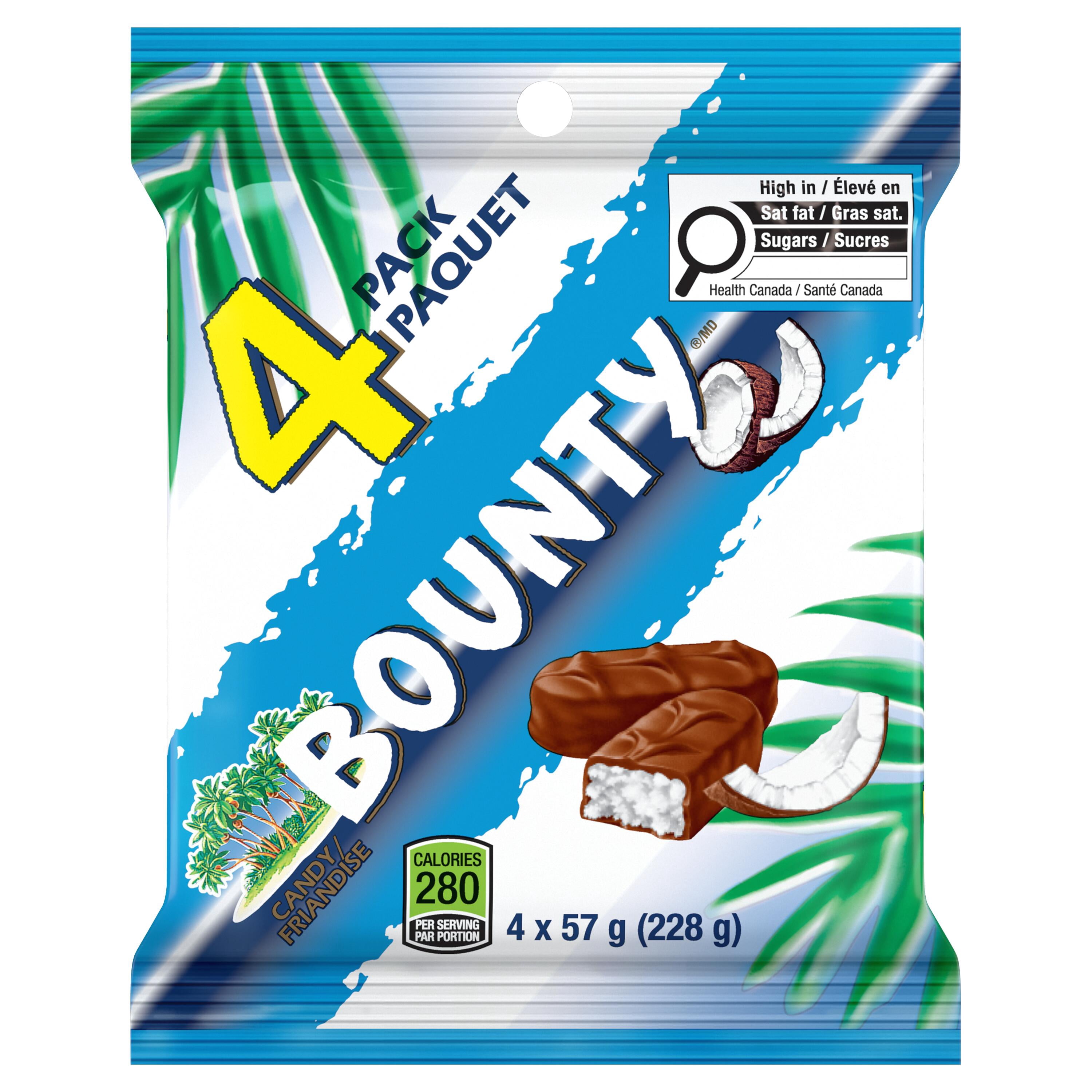 BOUNTY, Coconut Milk Chocolate Bars, 4 Pack Full Size, 228 g