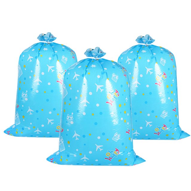 MesaSe 3Pcs Gift Packing Bag Large Capacity Space-saving Reusable Plastic Merry Christmas Santa Claus Gift Bag for Home