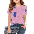 thumbnail image 2 of Toddler Child Girls Summer T Shirts Soft Graphic Printed Short Sleeve Basic Tees Ruffle Crewneck Home Wear Tops size 1-2T, 2 of 4