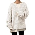 thumbnail image 1 of Women Fasion Solid Casual Pattern Sweater Long Sleeve Knit Sweater, 1 of 5