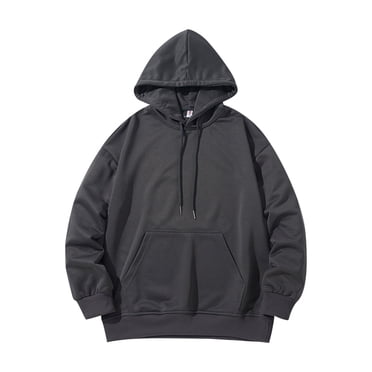 Jalioing Men's Sweatshirt Loose Long Sleeve Hooded Pullover Casual Fashion Solid Color Drawstring Hoodies with Pocket