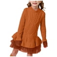 thumbnail image 1 of Zanarzt Robe Tutu pour Bébé Fille Printemps et Automne Robe de Fête à Manches Longues pour Filles Robe en Maille à Motif Brun, 18-24 Mois, 1 of 6
