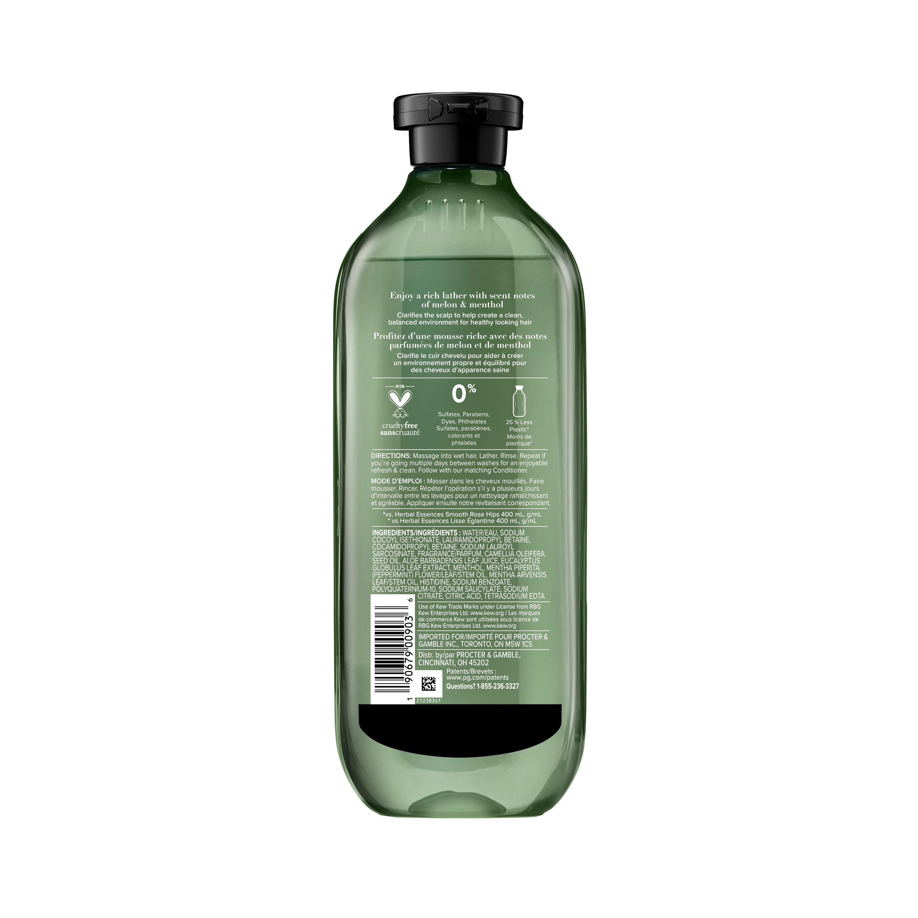 Shampooing Herbal Essences Cuir Chevelu et Purification, Nettoie Le Cuir Chevelu Pour Des Cheveux Doux, Eucalyptus, Sans Sulfate, 400 mL