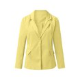 thumbnail image 2 of Innerwin Blazers Solid Color Women Cardigan Jacket Work Shawl Neck Slim Fit Business Jackets Yellow 4XL, 2 of 6