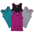 thumbnail image 1 of Buyless Fashion Camisoles Sans Étiquette pour Filles, Encolure Dégagée, Débardeurs en Coton avec Garniture et Bretelles (Lot de 4), 1 of 5