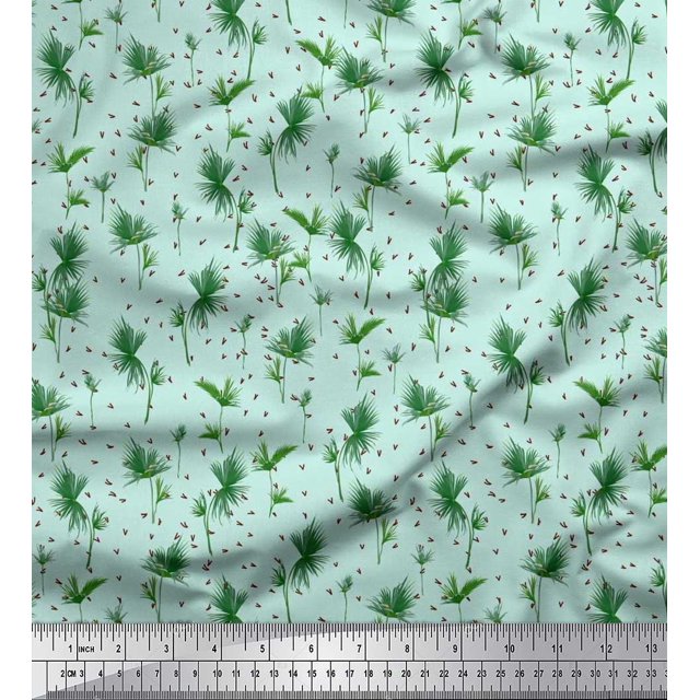 Soimoi Velvet Fabric Leaf Leaves Printed Fabric 1 Yard 58 Inch Wide