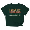thumbnail image 1 of Penkiiy T-Shirt Femme J'aime Mon Mari Mignon Relation Mariée 2TG Vert, 1 of 5