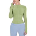 thumbnail image 1 of ORUYROP Veste de Course Légère Extensible pour Femmes avec Fermeture Éclair Complète et Trous pour les Pouces, 1 of 7