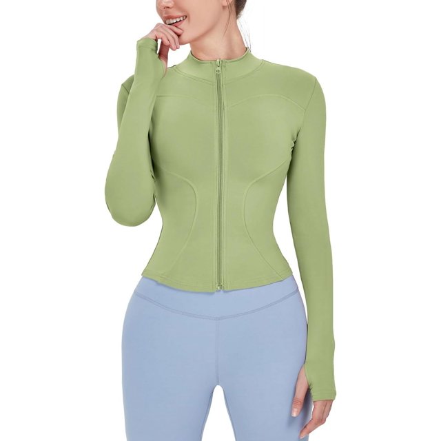 ORUYROP Veste de Course Légère Extensible pour Femmes avec Fermeture Éclair Complète et Trous pour les Pouces