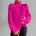 thumbnail image 2 of Yuyuzo Womens Winter Fall Sweater Solid Color Turtleneck Cable Knit Long Sleeve Sweaters Pullover Tops, 2 of 6