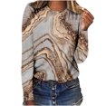 thumbnail image 1 of IROINID Économies Hauts à Manches Longues pour Femmes Détente Col Rond Haut Imprimé T-Shirt Blouse, Kaki, 1 of 3