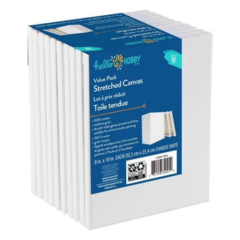 HELLO HOBBY STRETCHED CANVASES 10 PACK VALUE PACK 8 in. x 10 in. EACH