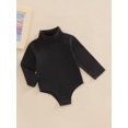 thumbnail image 3 of FOCUSNORM Infant Baby Spring Romper Solid Color Long Sleeve Turtleneck High Stretch Jumpsuit for Boys Girls, 3 of 9