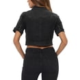 thumbnail image 3 of INSPIRE CHIC Veste Décontractée pour Femme Manches Courtes Veste en Jean Denim Courte Noir TP, 3 of 6