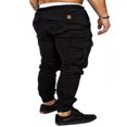 thumbnail image 4 of Men Solid Color Cargo Trousers  Loose Fit Drawstring Waist Long Pants, 4 of 4