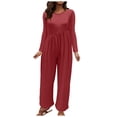 thumbnail image 2 of LSLJS Combinaison une Pièce d'Automne pour Femme à Manches Longues, Taille, Pantalon à Jambe Grand, Barboteuse Chic Ample Décontractée, 2 of 5