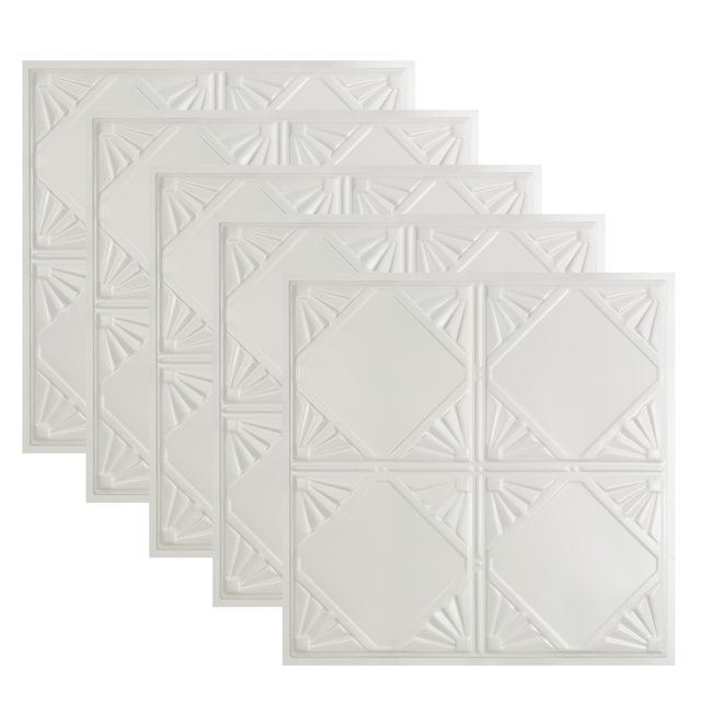 Great Lakes Tin 2ft x 2ft Ceiling Tiles 5 Pack Tin-Plated Steel Class A Fire Rated