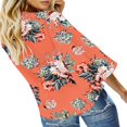 thumbnail image 3 of CHUANK Women‘s Button Down V Neck Tops Ruffled 3/4 Sleeve Tie Knot Front Blouses White Sizes S-2XL, 3 of 7