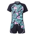 thumbnail image 1 of CHICTRY Kids Girls Rash Guard Swimsuit 2Pcs Sets Floral Print Short Sleeve Shirt with Booty Shorts Tankini Summer Lily Pink 14, 1 of 7