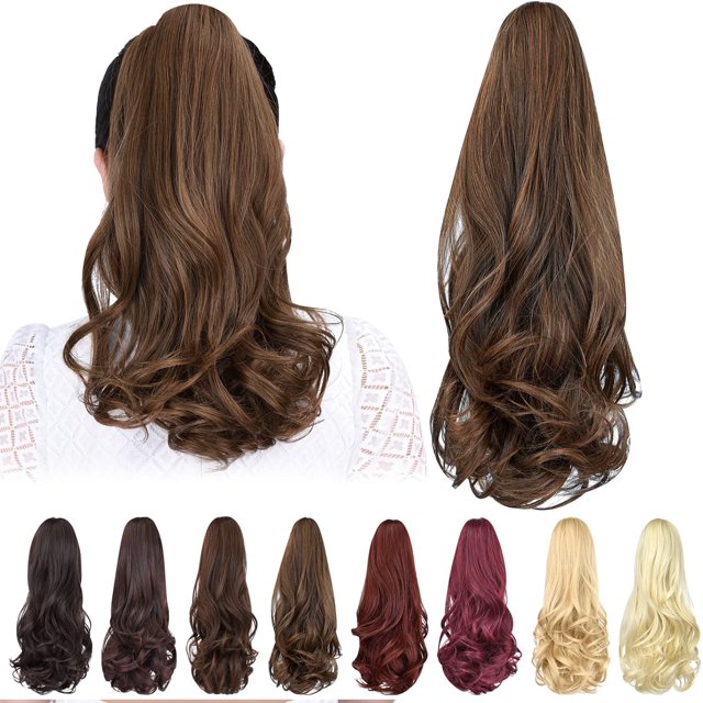 ORUYROP Rallonge de Queue de Cheval Brune, Rallonges de Cheveux à Pince Griffe de 16 Pouces Queue de Cheval Cheveux Courts Bouclés Rallonge de Cheveux Pièce de Cheveux Synthétique d'Apparence Naturelle pour Femmes Brune