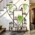 thumbnail image 3 of UNHO 2 PCS Half Heart-Shaped Plant Holder Multilayer Patio Flower Racks Display Shelf with Hooks for Home Patio Lawn-L, 3 of 10