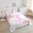 thumbnail image 4 of Erosebridal Floral Initial Letter J Bedding King Comforter Set, Monogrammed Down Comforter, Anniversary Decor, Reversible, 4 of 8