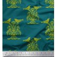 thumbnail image 1 of Soimoi Japan Crepe Satin Fabric Bird & Tree Block Print Fabric by The Yard 42 Inch Wide, 1 of 3