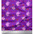 thumbnail image 1 of Soimoi Coton Tissu Cambier Point, Feuilles & Rose Imprimé Floral 1 Yard 42 Inch Wide, 1 of 3
