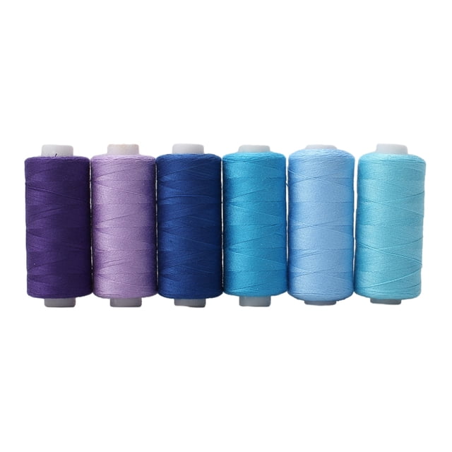 Transemion 1/2/3 Premium Polyester Thread Spools - Kit For Home Sewing Polyester Is Blue 6 color line 1 Pc