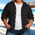 thumbnail image 2 of Wo-Fusoul Blouse for Women, Plus Size Long Sleeve Hooded Top with Button Front and Drawstring, Casual Solid Color Tunic, 2 of 8