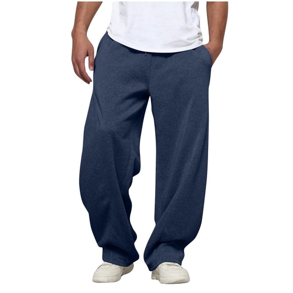Baggy Sweatpants Men Elastic Waist Athletic Workout Pants Casual Wide Leg Open Bottom Straight Leg Joggers with Pockets
