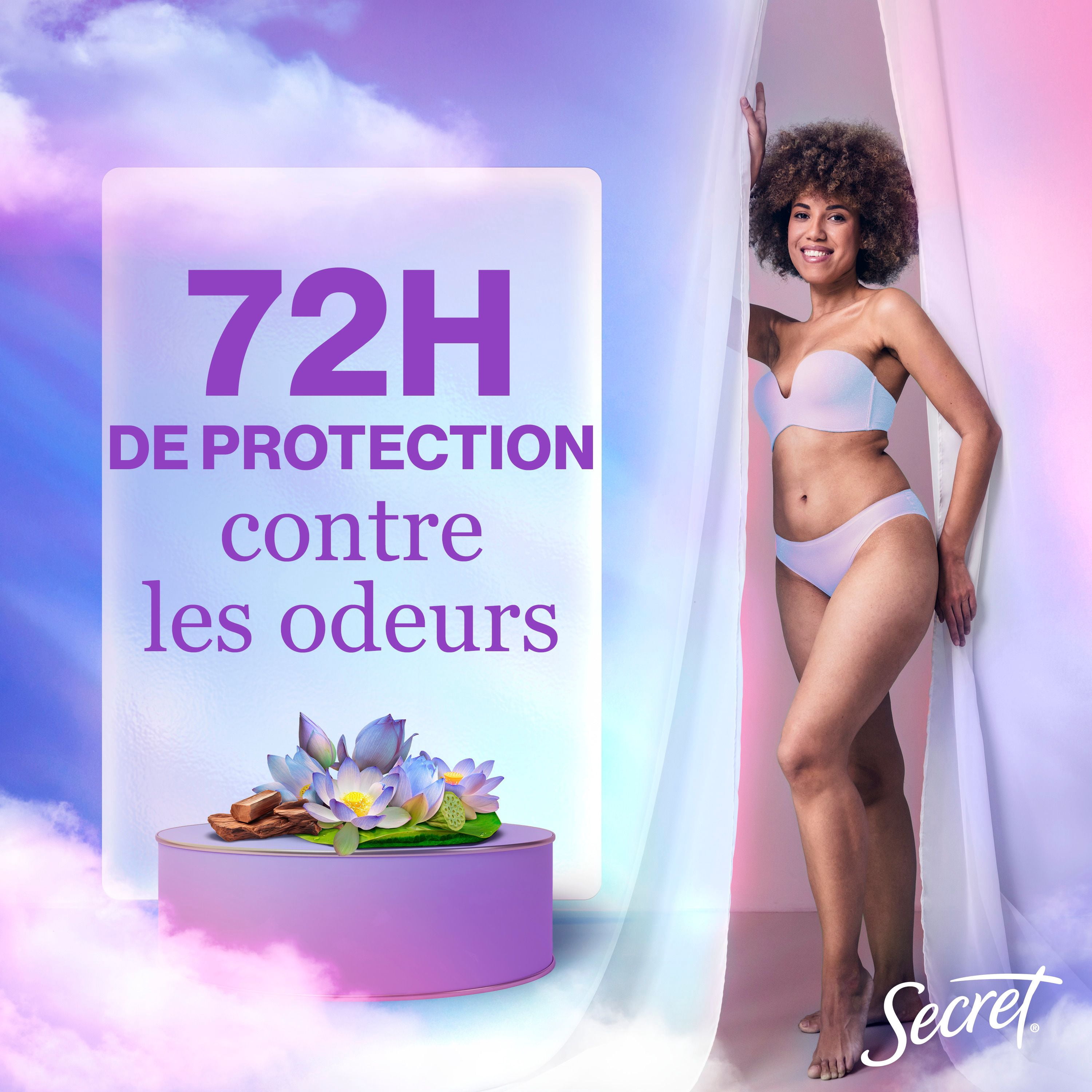 Antisudorifique et désodorisant invisible en bâton Secret, parfum Nénuphar
