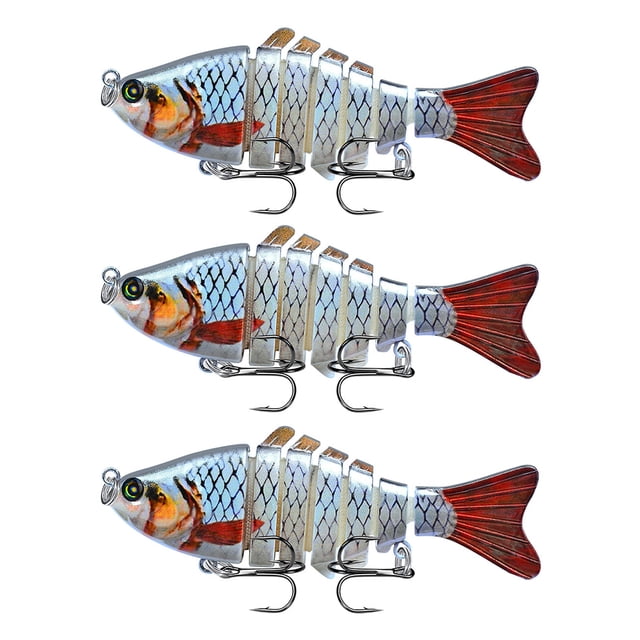 Lot de 3 Leurres de Pêche Eau Salée Appâts Réutilisables avec Perle Attraction Extérieure Swimbaits Artificiels Crankbait 10cm Type 3