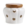 thumbnail image 2 of Creative Ceramic Garlic Keeper with Bamboo Lid Vented Pumpkin Shape Canister White, 2 of 8