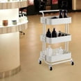 thumbnail image 3 of Organizer Trolley, Handle Rolling Utility Cart  for Kitchen Black,White, 3 of 7
