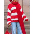 thumbnail image 3 of Gupgi Chandails Rayés pour Femmes à Manches Longues, Tricot Ample, Chandail Preppy, Hauts pour l'Automne et l'Hiver, 3 of 6