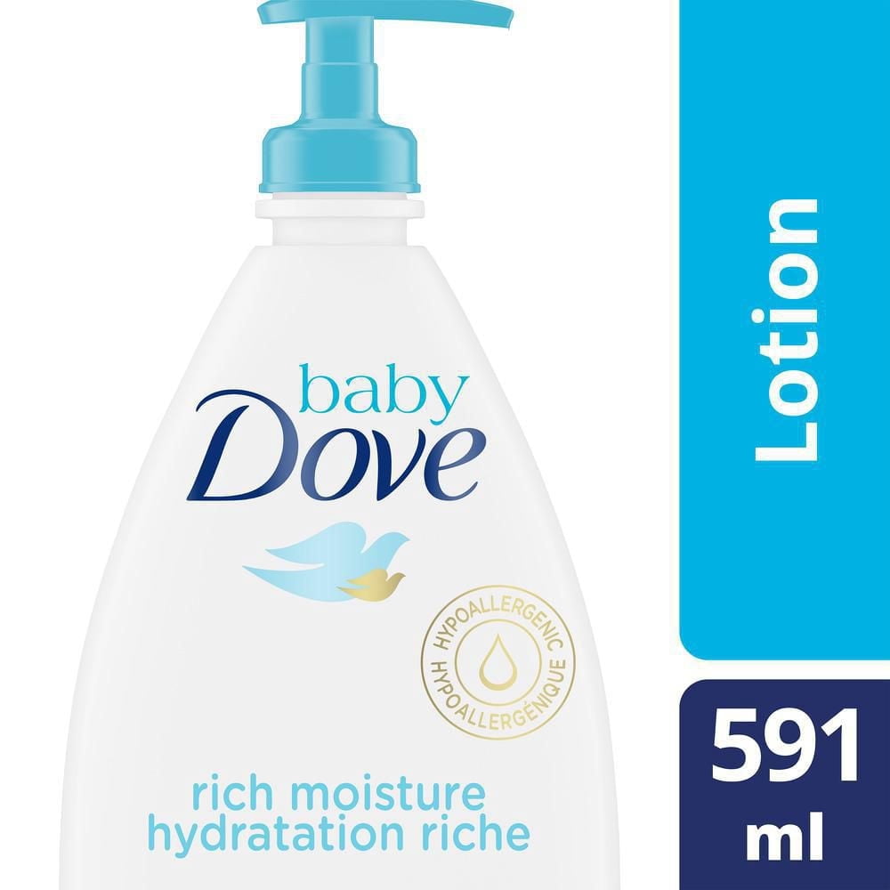 Baby Dove Lotion Hydratation Riche Hydrate Délicatement la Peau Pendant 24 Heures, 591 ml