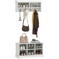 thumbnail image 1 of HOMCOM Ensemble de Banc à Chaussures et Portemanteau avec 8 Casiers de Rangement, Blanc, 1 of 10