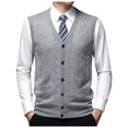 thumbnail image 2 of Gilet pour Homme - Cardigan Sans Manches en Tricot pour Superposition Décontractée, Design Uni, Tricot Léger, Mode de Tous les Jours, 2 of 8
