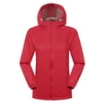 thumbnail image 1 of LSLJS Women Rain Outdoor Plus Hooded Raincoat Windproof Jacket Coat( Red, L), 1 of 2