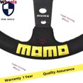 thumbnail image 4 of MOMO 350mm/14" Black Deep Dish Suede Leather Racing Drift Sport Steering Wheel -, 4 of 4