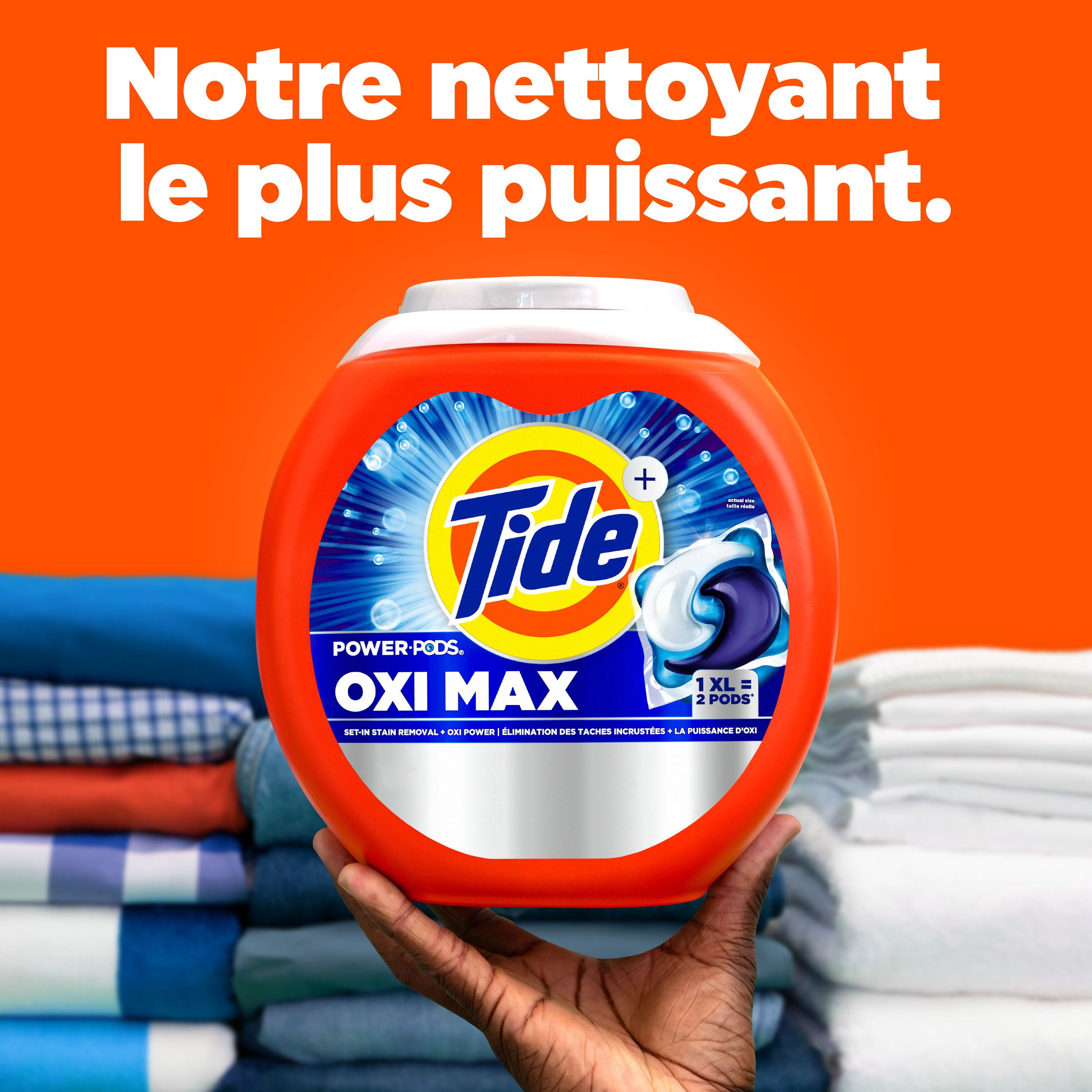 Tide Capsules Oxi Max Power Capsules de Détergent à Lessive, Détachant Plus Puissance Oxi, Capsules de Savon Détergent pour le Lavage de la Lessive, compatible HE, 3,96 Litres, 100 Brassées