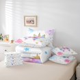 thumbnail image 4 of 7 Piece Bed in a Bag Full Size Comforter Set for Kids Flower Girls Unicorn Bedding Set,Cartoon Unicorn Reversible Bed Set,Rainbow Unicorn Comforter with Sheet Set,All Season, 4 of 5