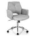 thumbnail image 1 of Giantex Tufted Chair, Height-adjustable Faux Leather Computer Desk Chair w/ Mid Back & Armrests, Rocking Accent Upholstered Swivel Armchair for Home Office, 1 of 8