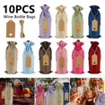 thumbnail image 1 of 10 Pcs Linen Wine Bag Wine Gift Bag 35*15Cm Reusable Wine Bottle with Rope and Label, 1 of 8