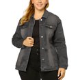 thumbnail image 1 of GRACE & GRANDEUR Women's Plus Size Long Sleeve Button Down Regular Fit Jean Denim Jacket Grey 4X, 1 of 6
