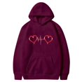 thumbnail image 1 of Birdeem Mode Saint-Valentin Couple Imprimé à Capuche Mode Polaire Poche Chandail Manteau, 1 of 1