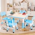 thumbnail image 2 of Ourlova Modern Kids Adjustable 31.5" Table and 4 Chair Set with Non-Slip Desk Legs & Graffiti Desktop Preschool Activity Kids Table Set, 2 of 8