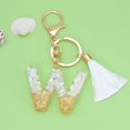 thumbnail image 1 of New White Tassel Letter Key Chain Crystal Drop Pendant Fashionable Bag Key Chain, 1 of 1