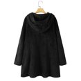 thumbnail image 4 of Women Printed Button Plush Tops Hooded Loose Cardigan Wool Coat Winter Jacket, 4 of 9